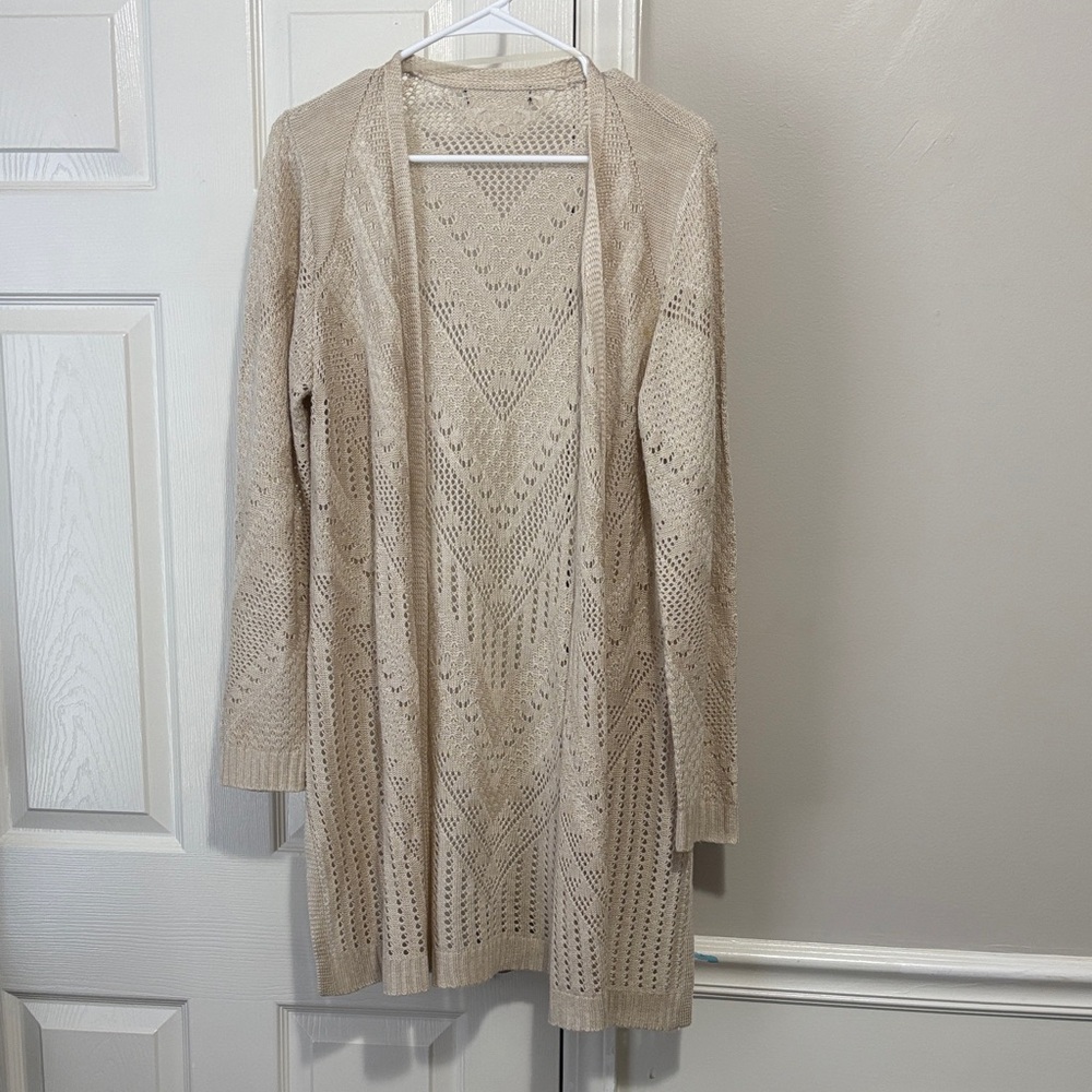 Elegant Beige Open-Front Cardigan